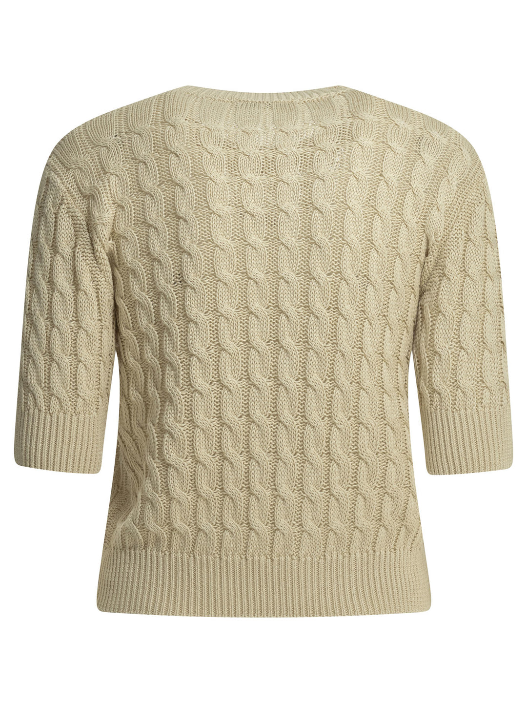 Max Mara Linen Cable-Knit Sweater Knitwear - Beige | 41c87e3088141a289d75564e2830cf056d365f33