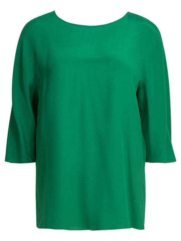 Silk Blouse With Reverse Bow Shirts Green