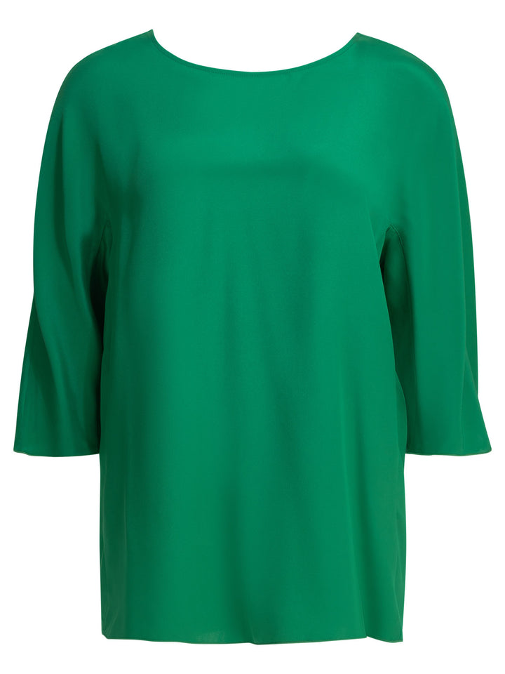 Max Mara Pianoforte Silk Blouse With Reverse Bow Shirts - Green | 180114d7780290a33fb2fdb59b57c74e7c86eb59