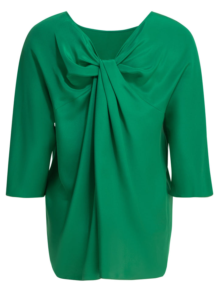 Max Mara Pianoforte Silk Blouse With Reverse Bow Shirts - Green | 7e8ae8d7f0eec9aca7844b461d39565906ef8ffe