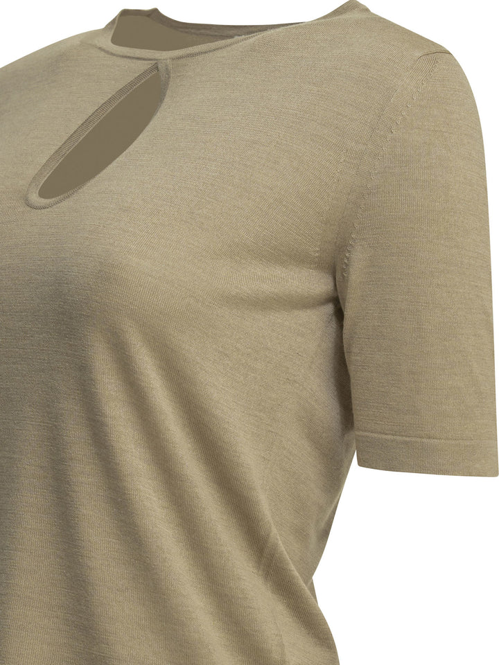 Max Mara Pure Silk Blend Round Neck Sweater Knitwear - Beige | cc4f7c673c1835fc2ce16dc03fe4a6b1716a6584