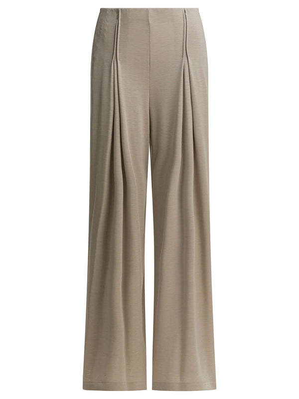 Wool Jersey Pants Trousers Beige