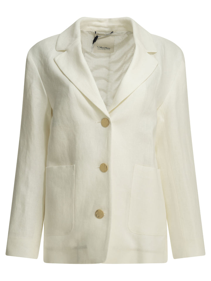 Max Mara S Linen Blazer Jackets and Coats - White | beaf3d56ffd4294651b2ab4ab4e3f9b8acad5fdf