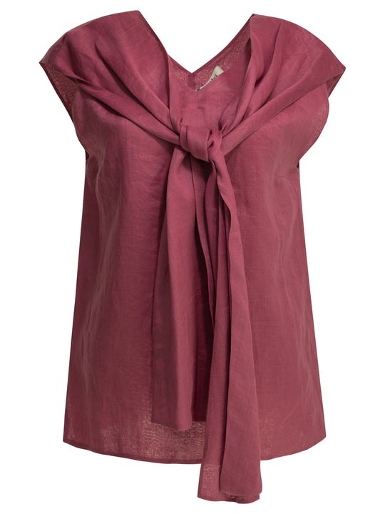 Casual Draped Top Tops Fuchsia