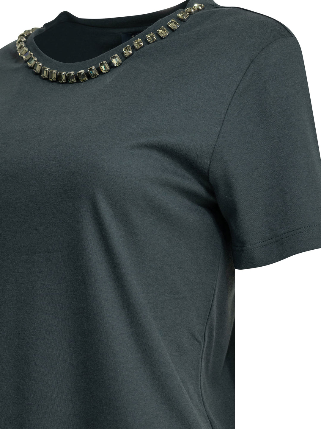 Max Mara S Crew-Neck T-Shirt With Jewel Embroidery T-shirts - Blue | e053ef9678eaa0bb8db4df4d0fe76ccc48cffb8a