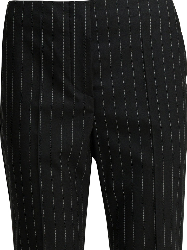 Max Mara Sportmax Pinstripe Pants In Virgin Wool Trousers - Black | a1381a7aba7a0bdc2ffc1980459474645cbd4676
