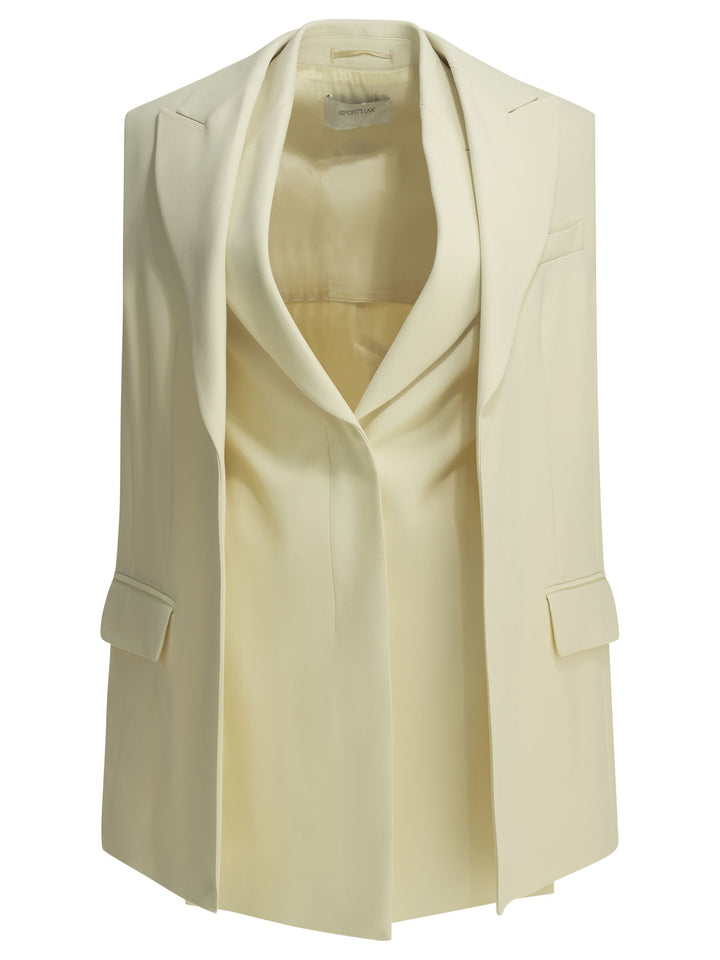 Max Mara Sportmax Two-Piece Sleeveless Blazer Jackets and Coats - White | cfcb2f971a6c6dba540302422c756a7f905bc4b0