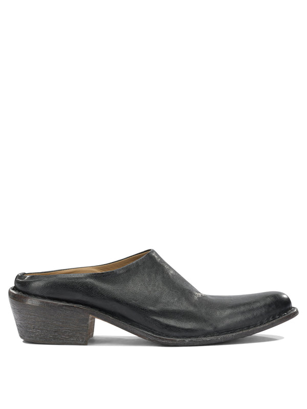 40mm Leather Sabot Heeled Shoes Black