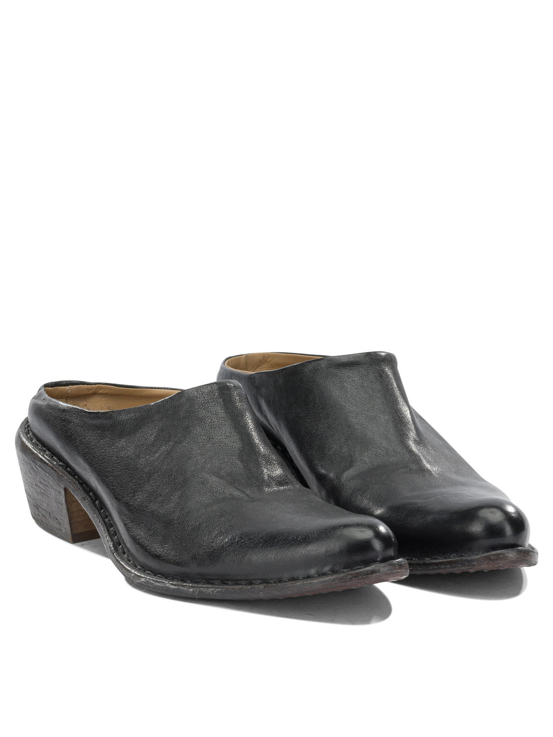 Moma 40mm Leather Sabot Sandals - Black | d23608517164d3c20f62176e0754bd9b69427417