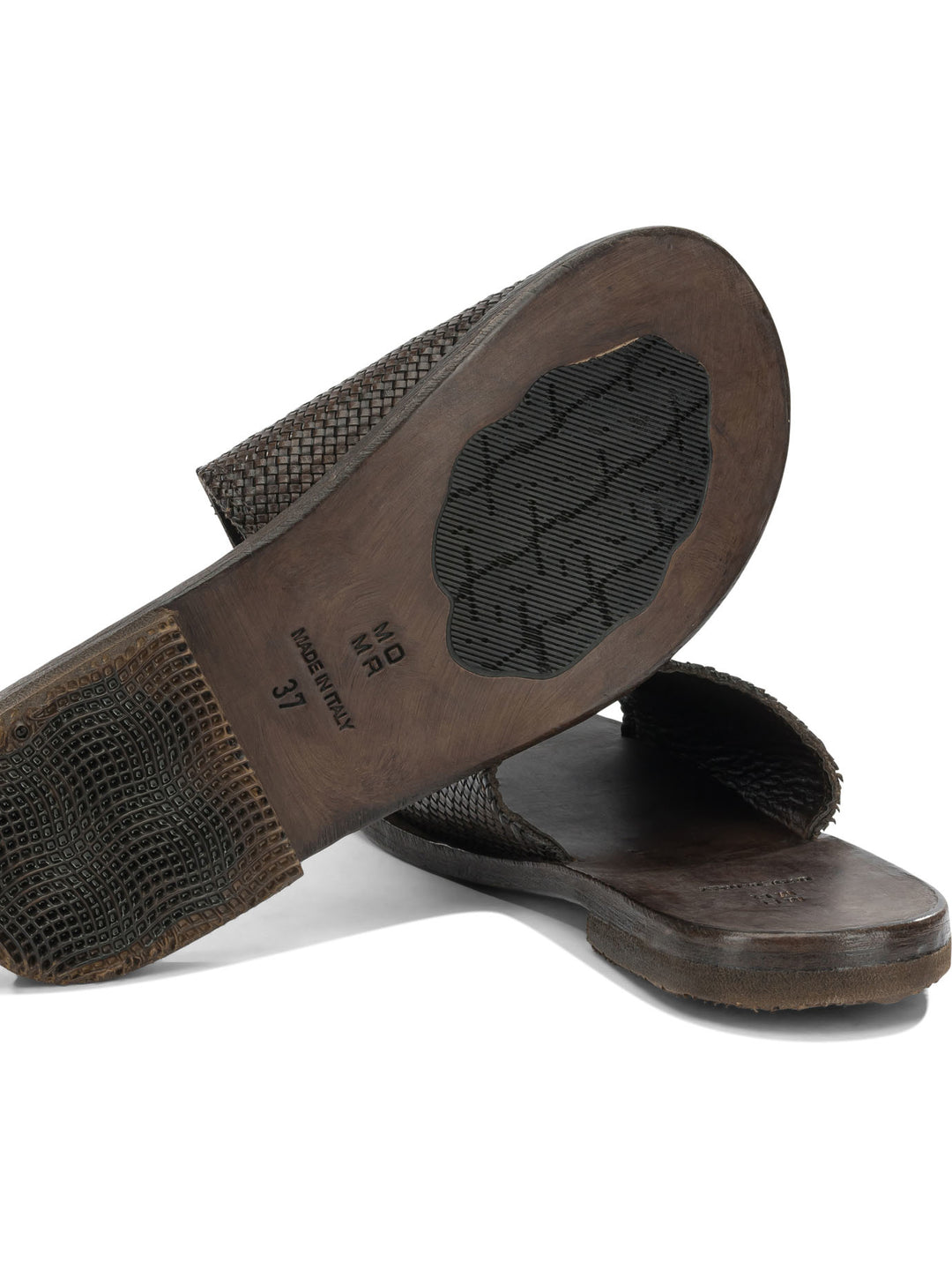 Moma Woven Nappa Leather Slide Sandals - Brown | 8a800a6450a1b828544d16907960a58490fe3289