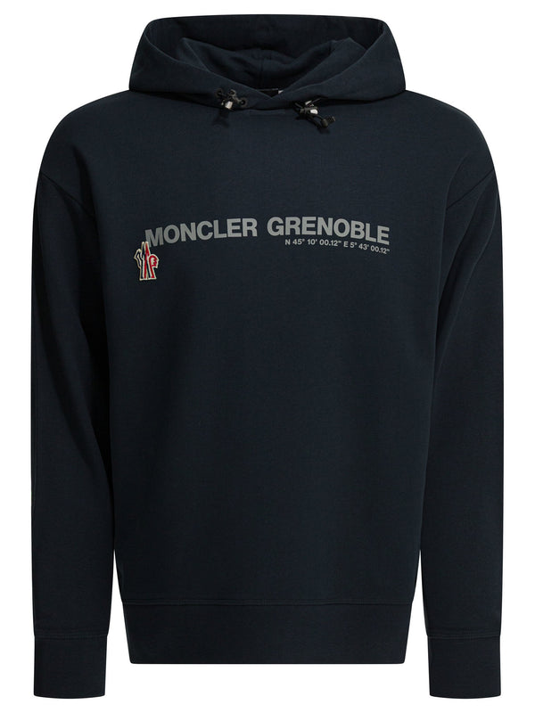 Logo Print Hoodie Sweatshirts Blue