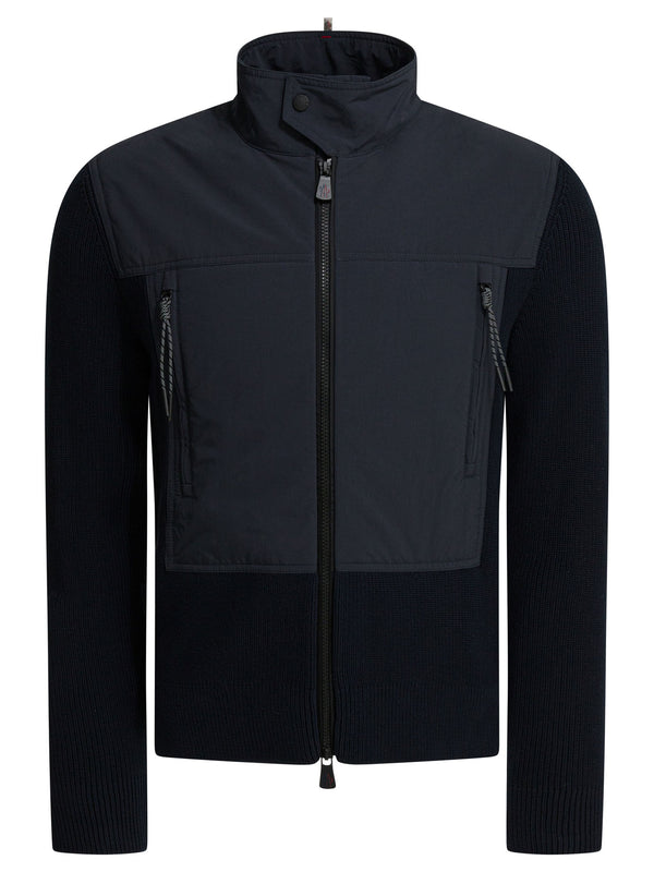 Cotton Padded Cardigan Knitwear Blue
