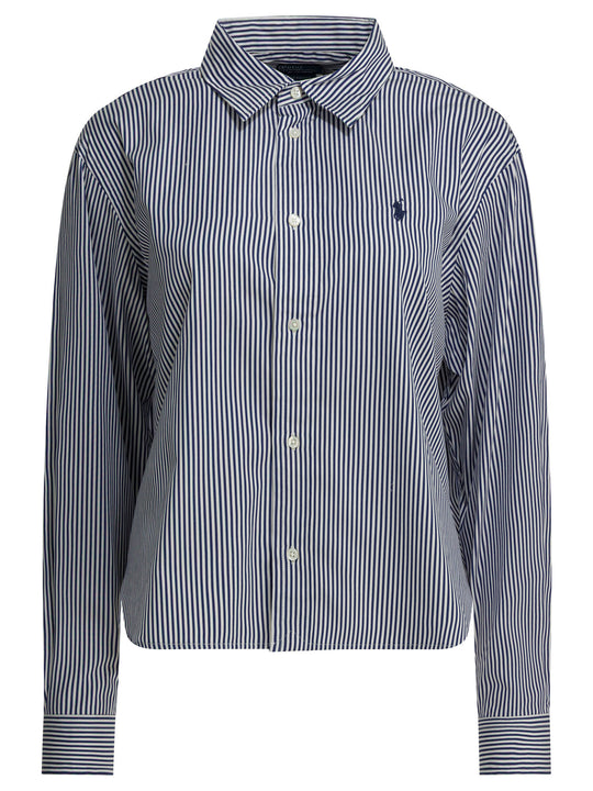 Striped Shirt With Logo Shirts White
