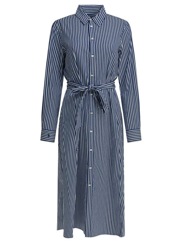 Chemisier Midi Dress With Logo Dresses Blue