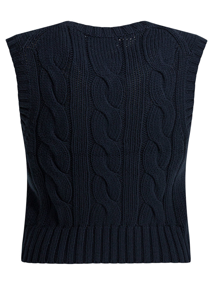 Polo Ralph Lauren Cable-Knit Vest With Logo Knitwear - Blue | 5bcaaf777267e7ee92ba7cca98adb6cd8ed929b7