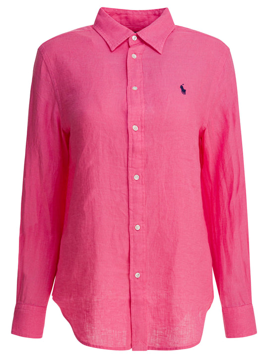 Classic-Fit Linen Shirt Shirts Fuchsia
