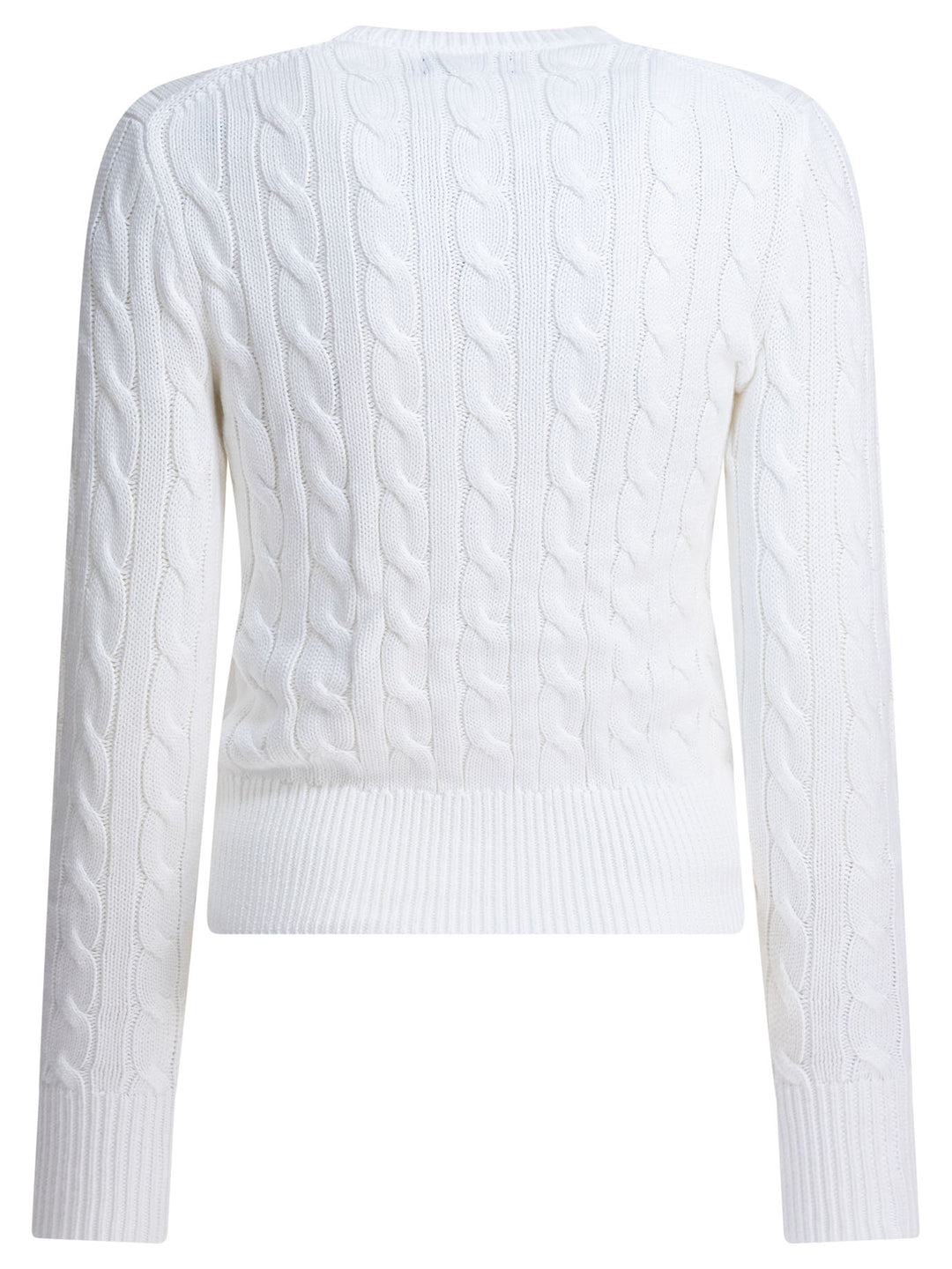 Polo Ralph Lauren Braided Crewneck Cardigan With Logo Knitwear - White | 7934c57ea6969d2b2ccf66ea55d91cf67bcf3d8f