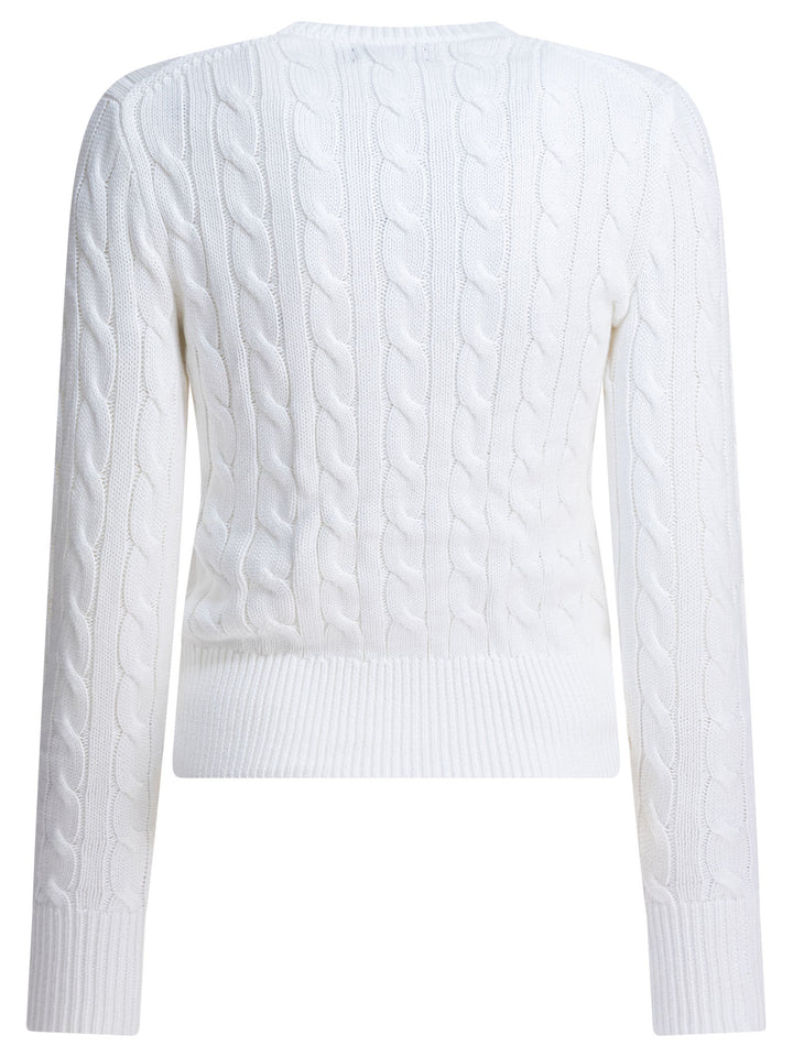 Polo Ralph Lauren Braided Crewneck Cardigan With Logo Knitwear - White | 7934c57ea6969d2b2ccf66ea55d91cf67bcf3d8f
