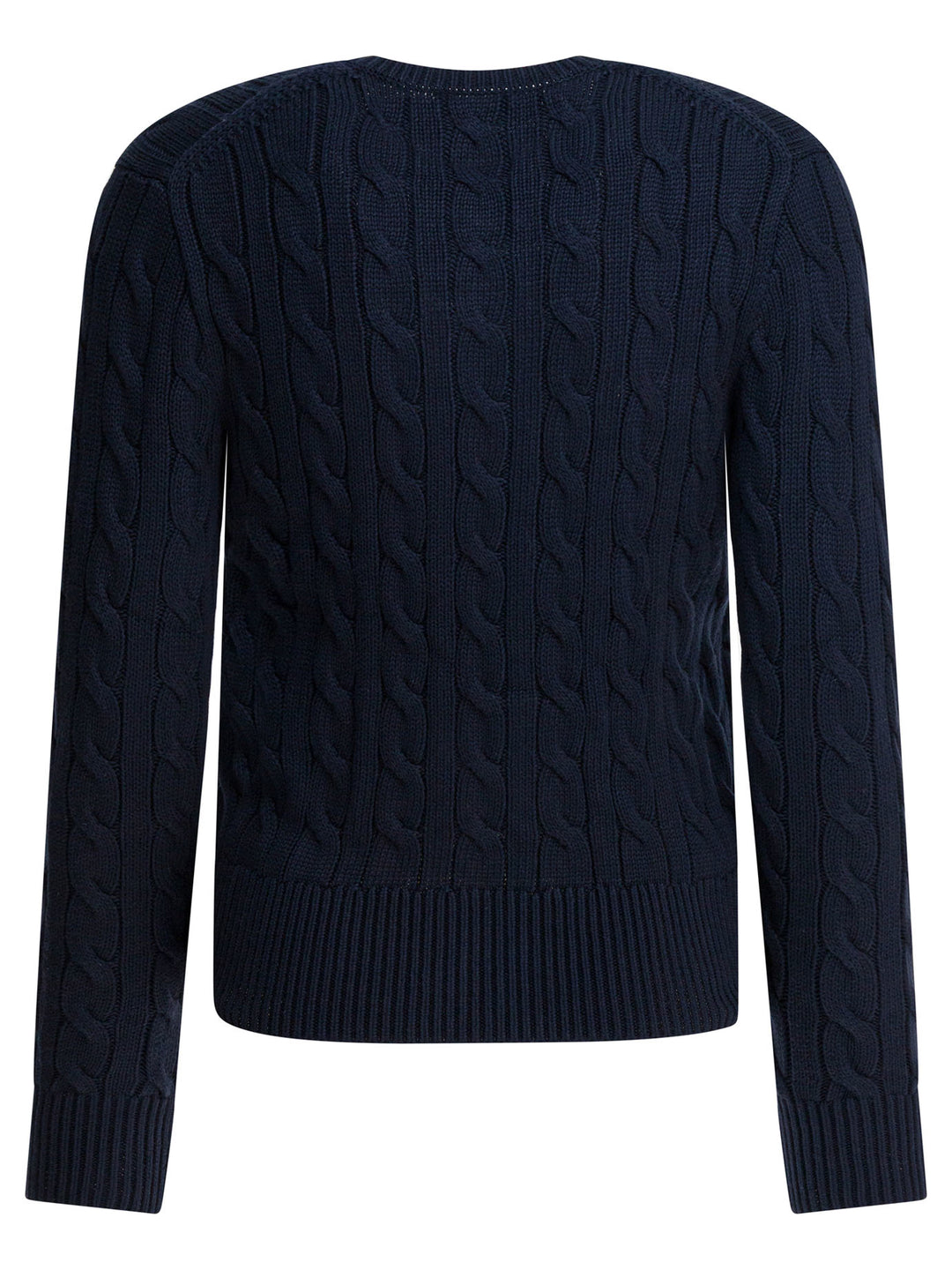 Polo Ralph Lauren Braided Crewneck Cardigan With Logo Knitwear - Blue | 6b1ba11b77f499146ea46f73750e41cf0f227ce4