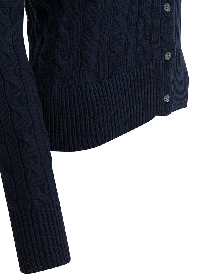 Polo Ralph Lauren Braided Crewneck Cardigan With Logo Knitwear - Blue | 0a8987051367d89fc7435c6e592b2f1bed2b861e