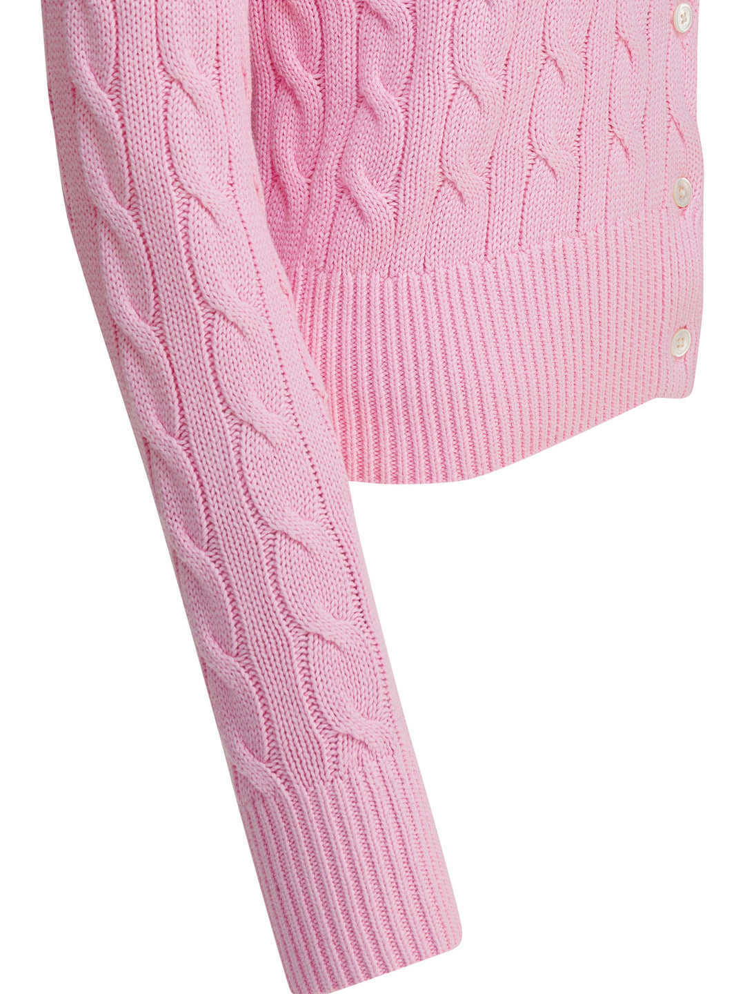 Polo Ralph Lauren Braided Crewneck Cardigan With Logo Knitwear - Pink | f33724fe5893012461391d9b33a72cee778ab73d