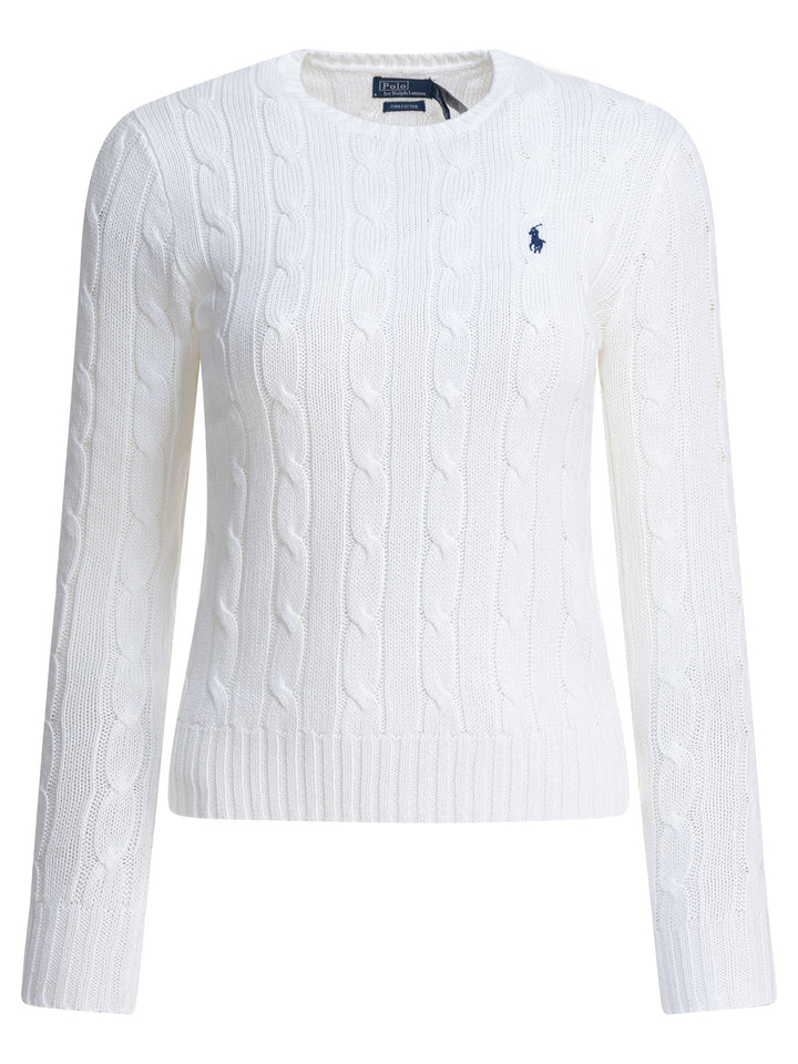 Polo Ralph Lauren Crew-Neck Cable-Knit Sweater With Logo Knitwear - White | a0ef87565037dfd431acd006b1f09c137d23eb39