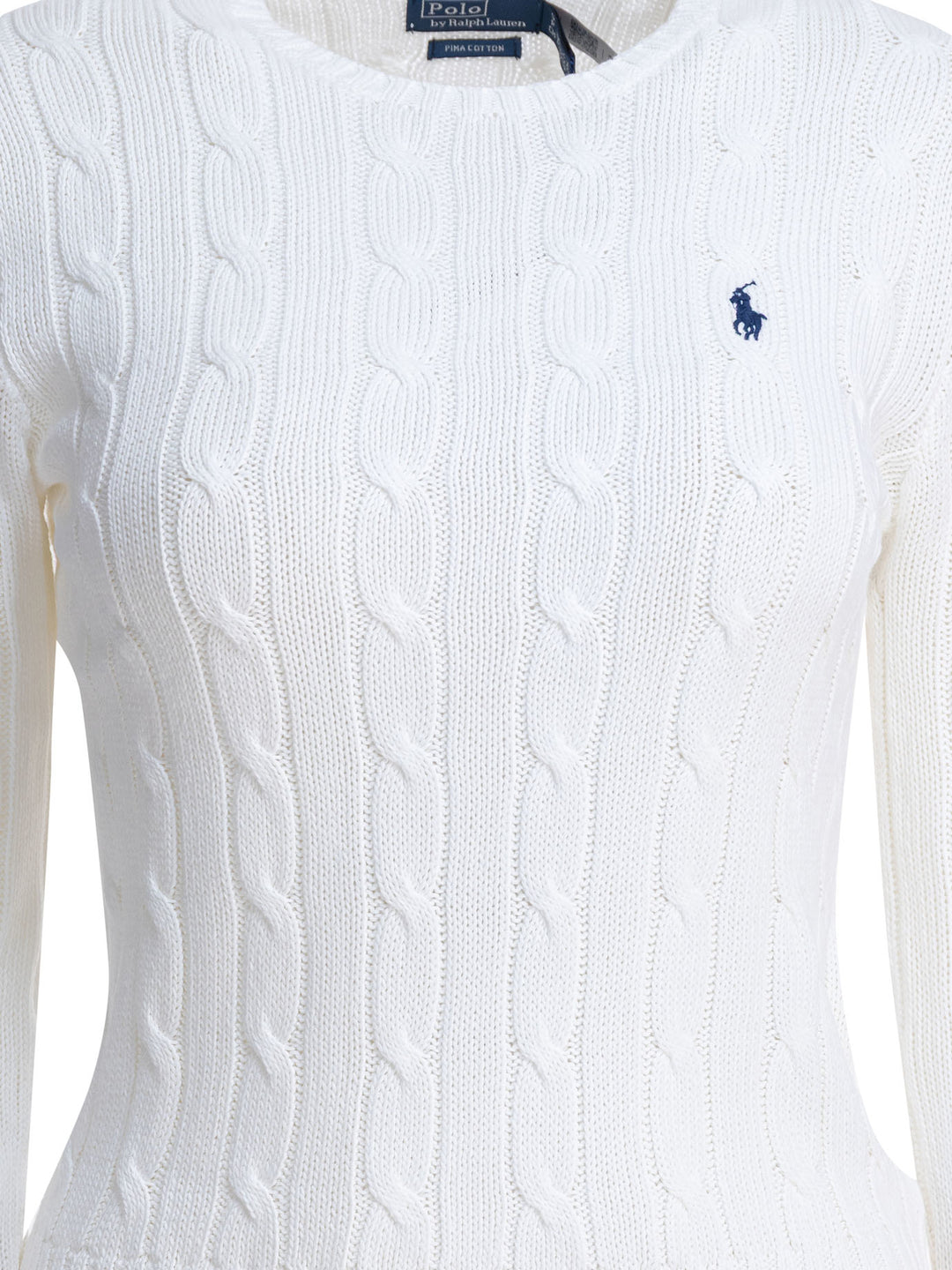 Polo Ralph Lauren Crew-Neck Cable-Knit Sweater With Logo Knitwear - White | 84fcf59106d7e99dc04408c0a5608621320b918a