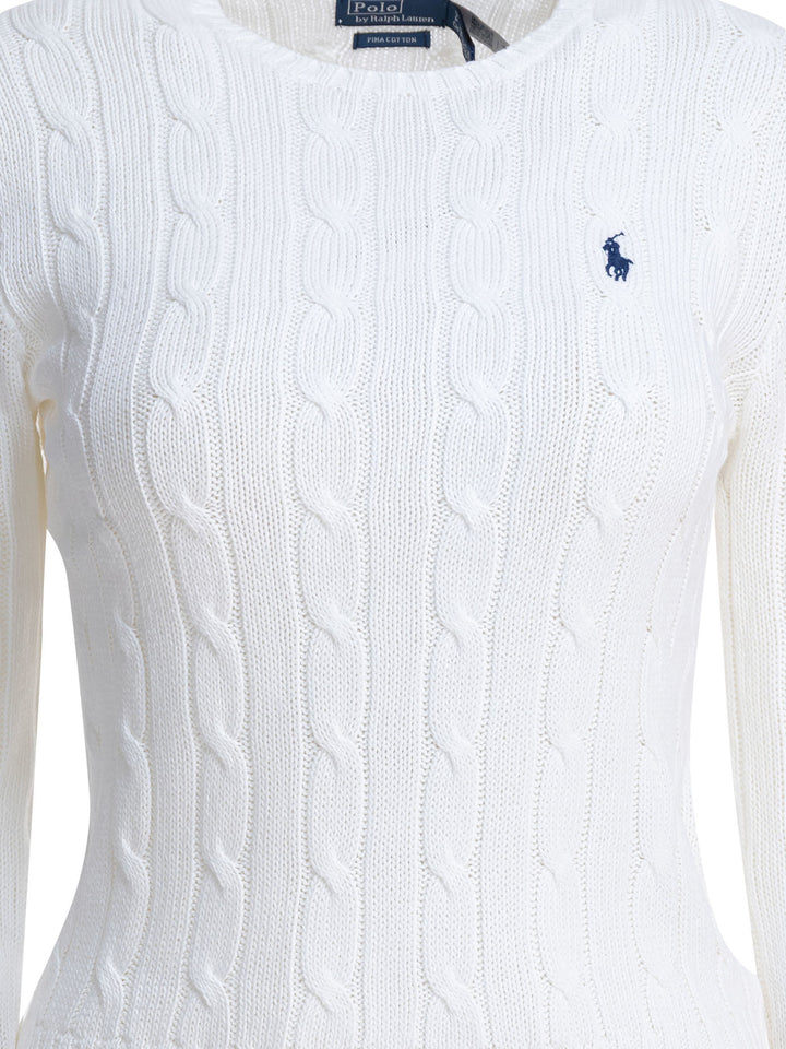 Polo Ralph Lauren Crew-Neck Cable-Knit Sweater With Logo Knitwear - White | 84fcf59106d7e99dc04408c0a5608621320b918a