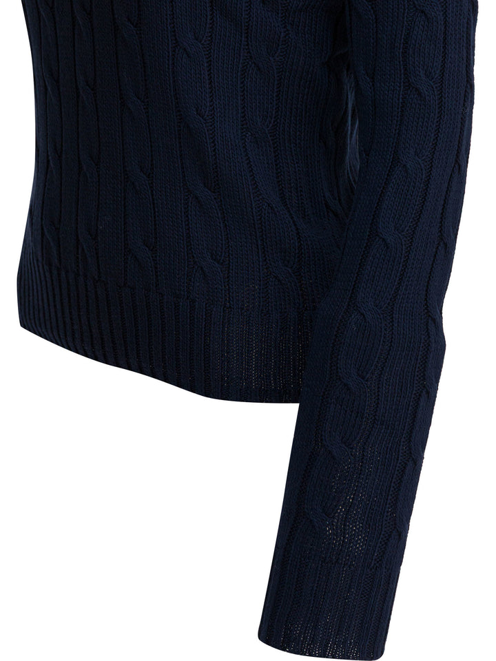 Polo Ralph Lauren Crew-Neck Cable-Knit Sweater With Logo Knitwear - Blue | 8a838953a4961e25b0298b9735460dafa87c2bc1