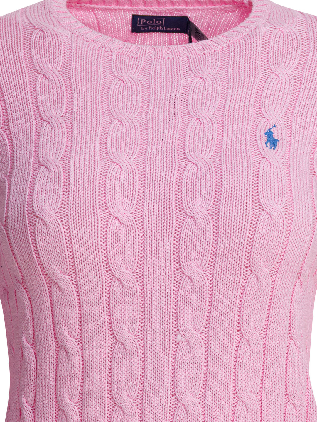 Polo Ralph Lauren Crew-Neck Cable-Knit Sweater With Logo Knitwear - Pink | 7a548a8e2b9bb2b9e11695b7a535dc554b99a5c6
