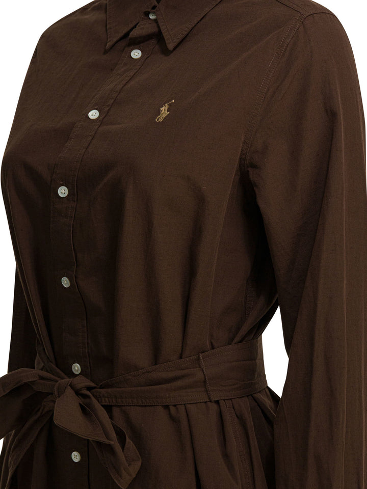 Polo Ralph Lauren Cotton And Linen Midi Dress Dresses - Brown | c274125a40f747149cd93f438c280aaaf2f9b0ea