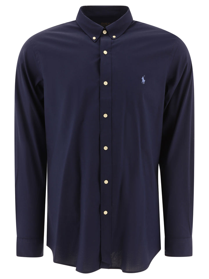 Polo Ralph Lauren Casual Slim-Fit Stretch Shirt With Logo Shirts - Blue | 9b6fad4103579cc10d967e6b5b470de12ad56dad