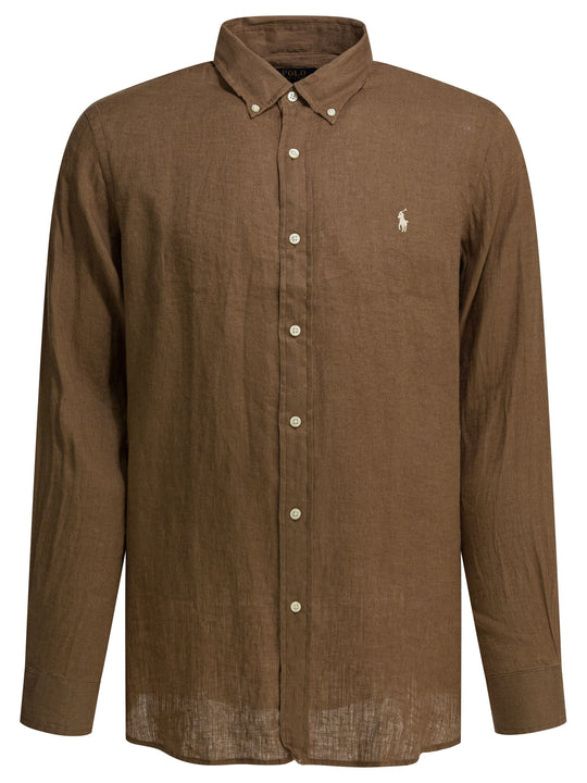 Casual Shirt With Logo Shirts Brown