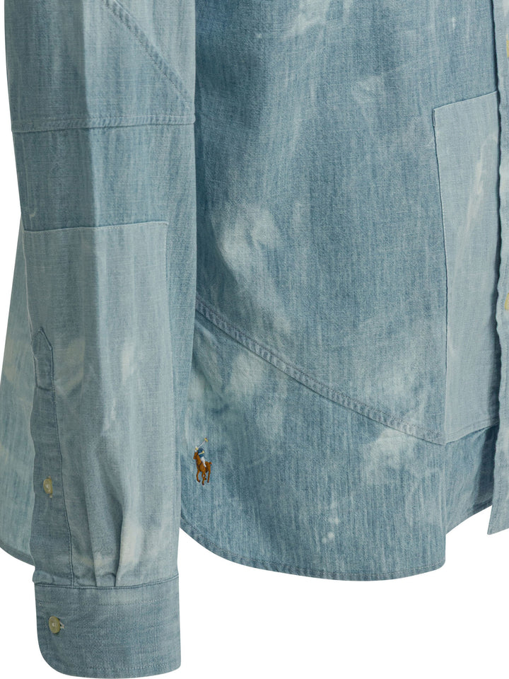 Polo Ralph Lauren Tie-Dye Classic-Fit Casual Shirt Shirts - Blue | b184e628fa644e45e2dd34d34636a7a25f8fae9b