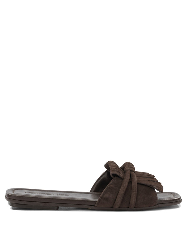 Slide In Pelle Scamosciata Sandals Brown