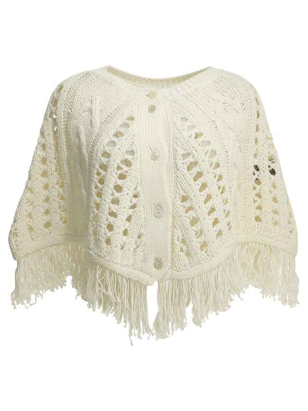 Perforated Cotton Cape Jackets And Coats White