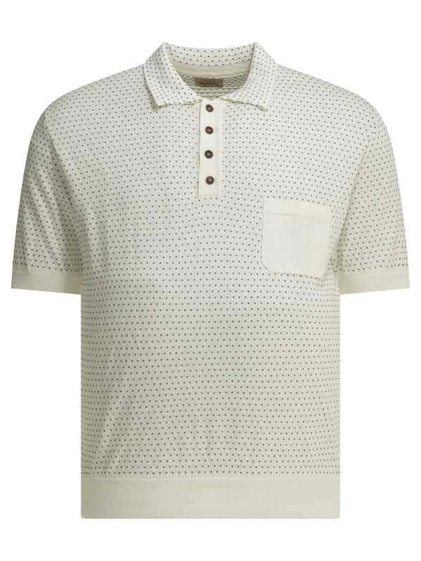 Textured Knit Polo Shirt Buttons Polo Shirts White