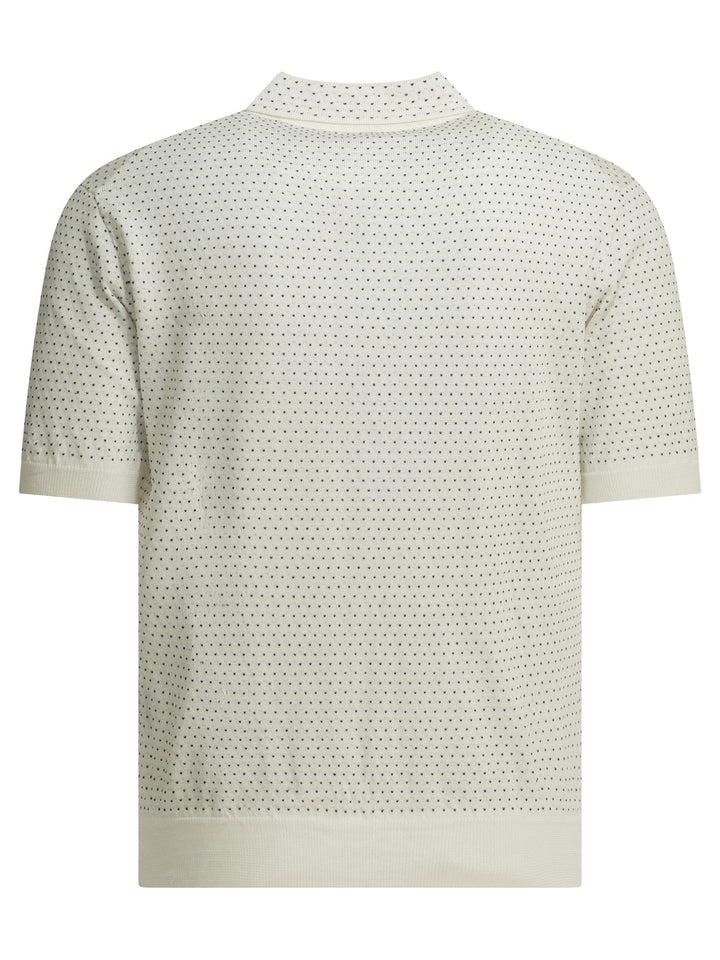 Rakkì Textured Knit Polo Shirt Buttons Polo shirts - White | 724f405ca400adc57652e26961126b70781554a3
