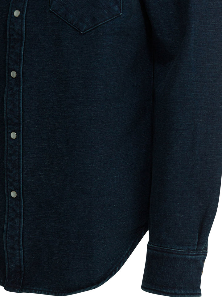 Rrl By Ralph Lauren Indigo Suede Western Shirt Shirts - Blue | 0c23e61689ea54064efad0005339d63a19b71442