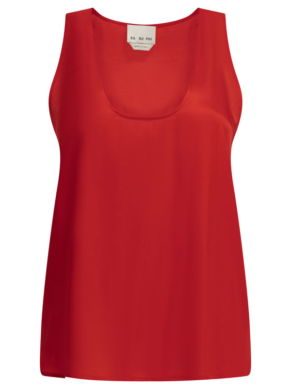Viscose Tank Top Tops Red