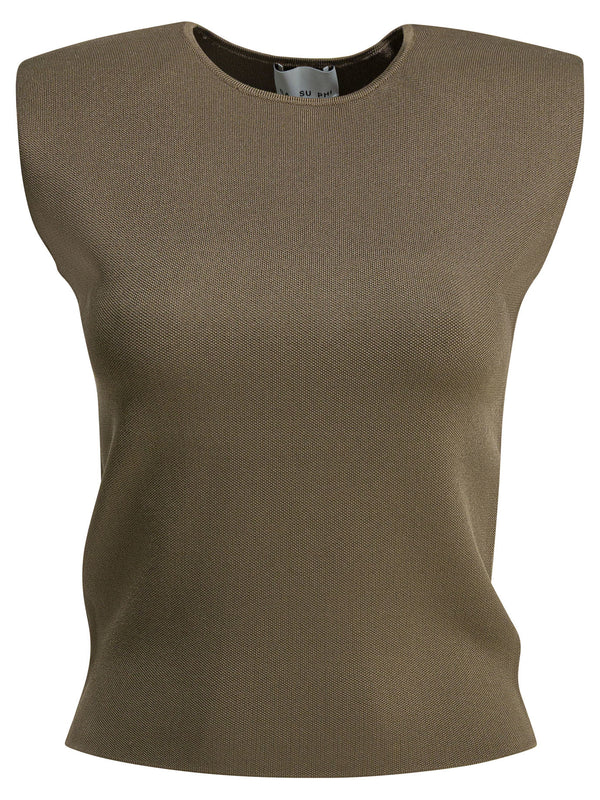 Silk Sleeveless Top Tops Green