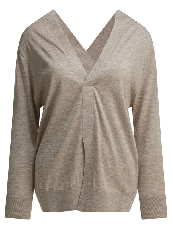 Cashmere V-Neck Sweater Knitwear Beige