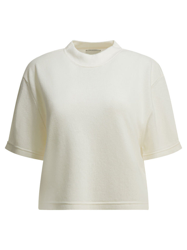 Sa Su Phi Cashmere Cropped Sweater Knitwear - White | e1f4bb58ac2a56f586d7b39e92dcc8055f14a87e