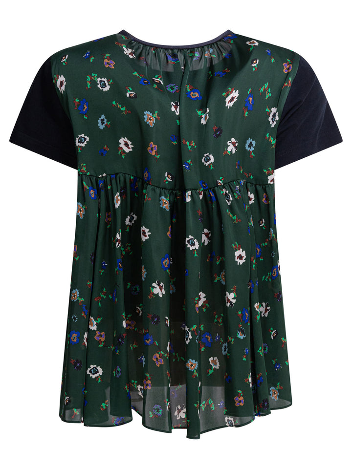 Sacai Floral Crewneck T-Shirt T-shirts - Blue | 93904c0b2237c04d1684142bc0c8e03d73d1bae1