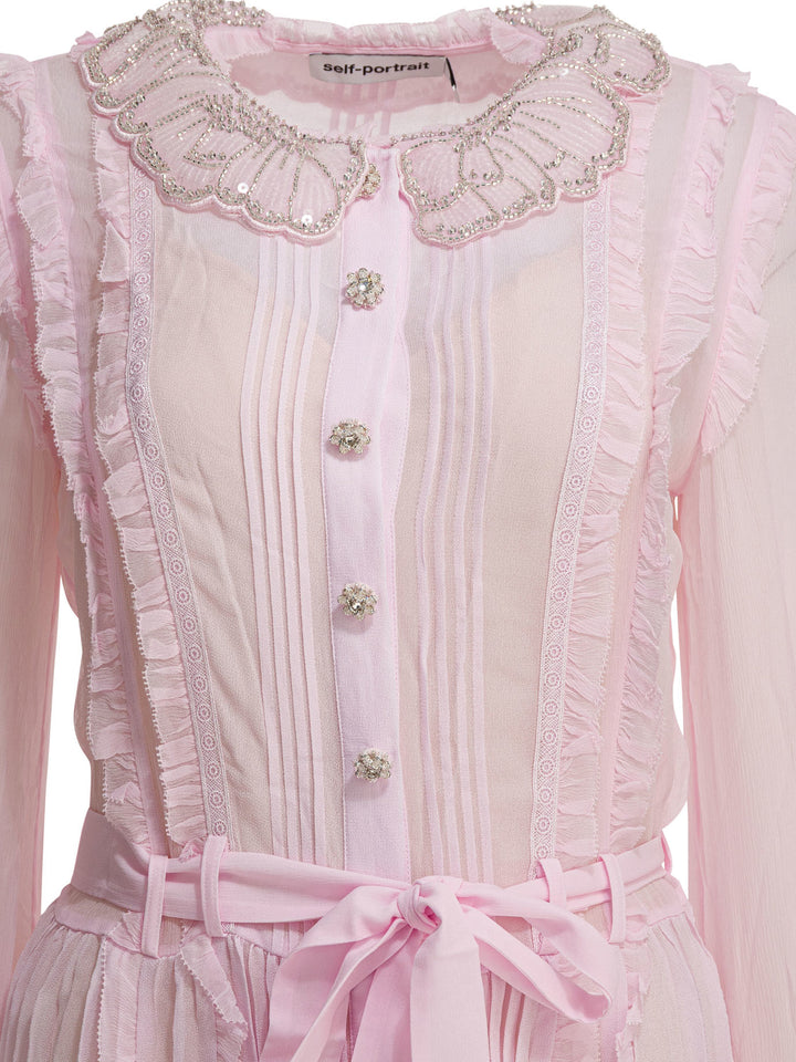 Self-Portrait Pleated Georgette Midi Dress Dresses - Pink | 3438a0ebf97742229bbbd8c9337c2525cfb95074