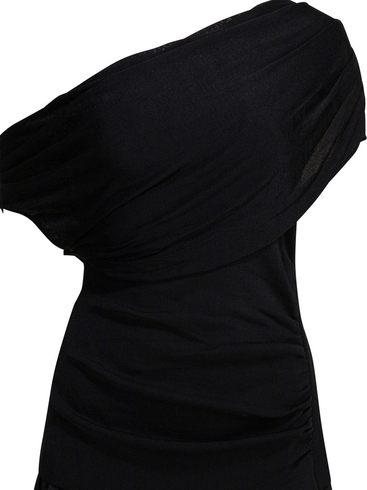 Self-Portrait Draped Midi Dress Dresses - Black | 37ab51545aca77897a60dd0d97d41a5c518b7b20