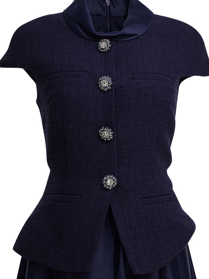 Self-Portrait Taffeta Boucle Midi Dress Dresses - Blue | a494adeacb95033e2846399ac48af1148536d862