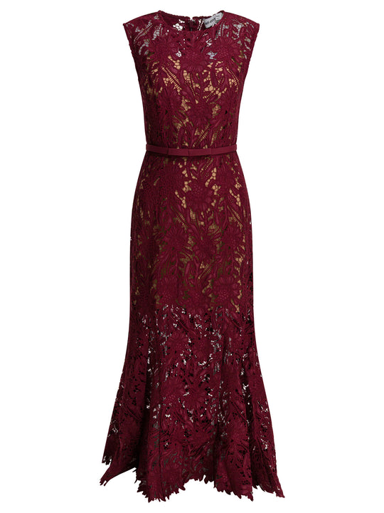 Lace Sheath Midi Dress Dresses Red