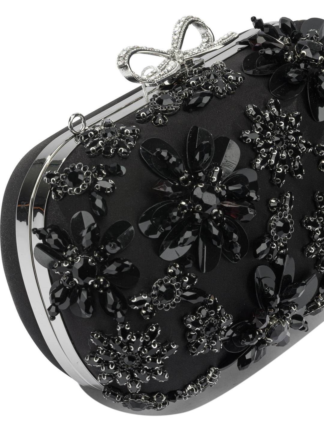 Self-Portrait Satin Clutch Bag With Crystals Clutches - Black | c481f8d6ba133956792d8c79df5468b84a4a71ab