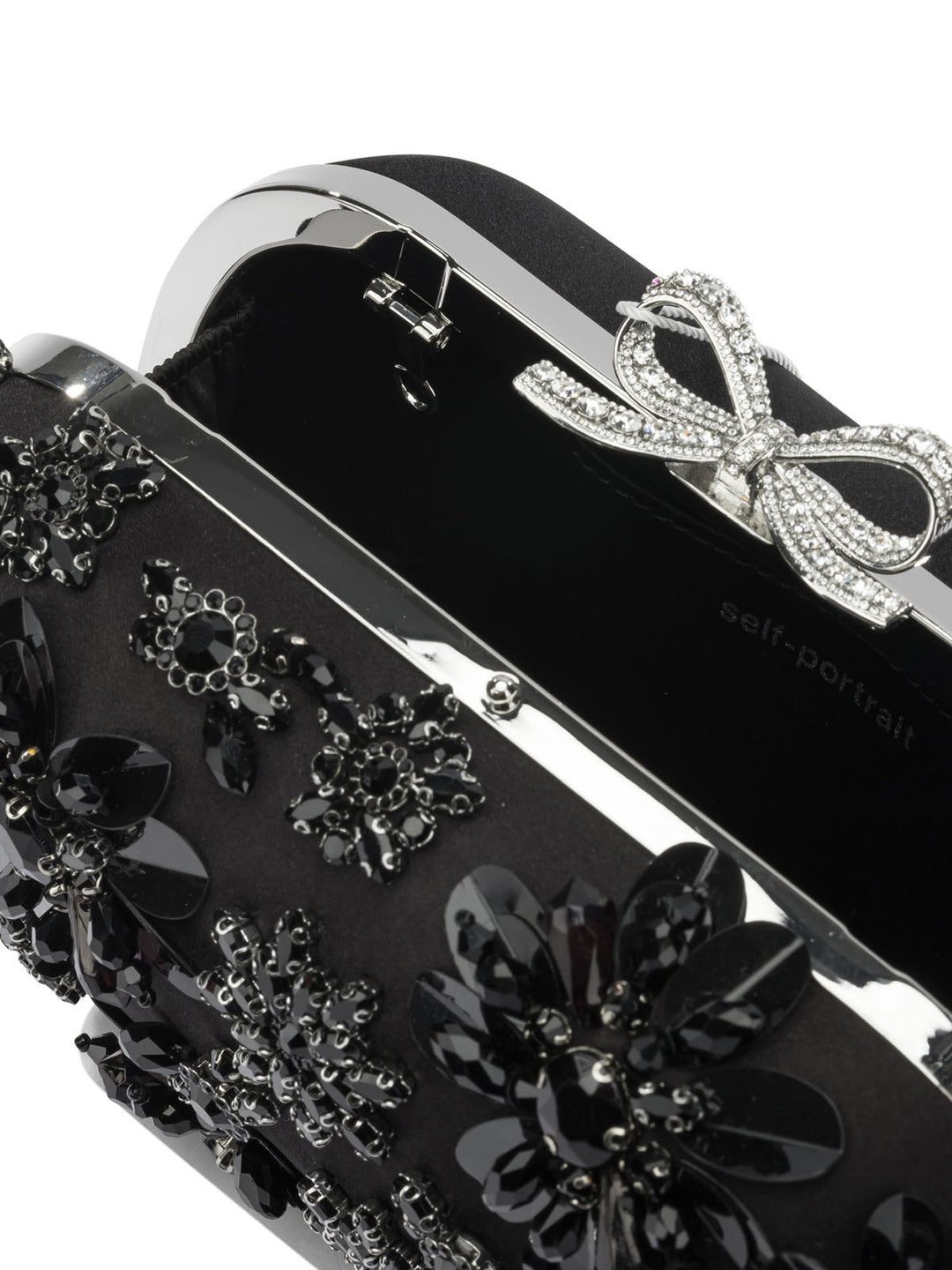 Self-Portrait Satin Clutch Bag With Crystals Clutches - Black | 659d81d4802c5922265d9a2ed7808ca2f5702f88